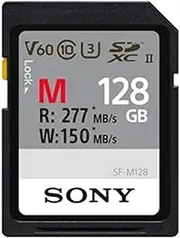 Sony M Series SDXC UHS-II Card 128GB, V60, CL10, U3, Max R277MB/S, W150MB/S (SF-M128/T2), Black