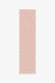 75' x 305' | Machine Washable Runner Rug | Kid & Pet Friendly | Indoor Rug | Teresa Checkered Pink Rug | Ruggable