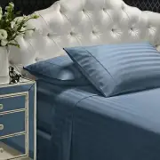 Royal Comfort 1200 Thread count Damask Stripe Cotton Blend sheet sets Queen Blue