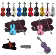New Student Violin,Case,Bow,Strings,Bridge,Rosin~4/4 3/4 1/2 1/4 1/8 1/10 1/16