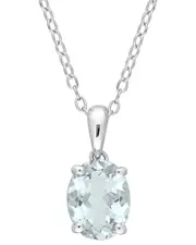 Rina Limor Silver 1.50 ct. tw. Aquamarine Solitaire Pendant Necklace