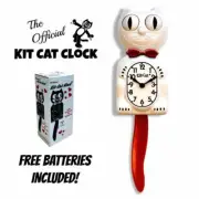 CANDY CANE KIT CAT CLOCK 15.5" Red White Kit-Cat Klock Free Battery Made in USA