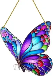Sun Catcher, Acrylic Window Bird Panel, Kingfisher Daylight Taker, Butterfly Handcrafted Sturdy Enhances Decor Easy to Use for Home, 7.87x7.87, 7.87x7.48 Inches, Colorful