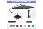 Costway Solar Offset Outdoor Umbrella Cantilever w/32 LED Lights & 360 Tilt Garden Beach Patio Deck Grey