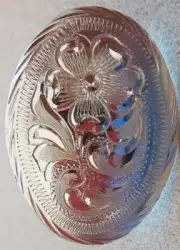 1 3/4" Silver Plated Hand Engraved Loop Back Concho. 80036-L