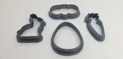 3D Printed 4 Pack Easter Set Cookie Cutters Fondant Cutters Silver PLA Plastic