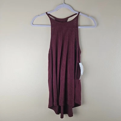 Athleta Breezy High Neck Tank Top Burgundy Red Women Size S