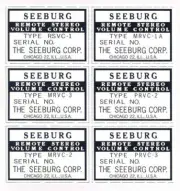 Seeburg Remote Volume Control decal set for 1950's-60's models