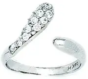 [JewelryWeb] 14ct White Gold CZ Cubic Zirconia Simulated Diamond Top Adjustable Snake Shape Body Jewelry toe ring