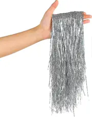 2000 Strands Silver Tinsel Icicles - Foil Fringe Christmas Decorations TA