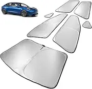 Spurtar 7 PCS Sun Shade for Car Windows Fit for Tesla Model Y 2019-2022 Windshield Sun Shade, Car Sun Shade for Side Windows Baby, Front Door, Rear Door, Rear Quarter, Anti UV & Privacy Protection