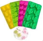 Tropical Rain Forest Theme Silicone Fondant Mold Chocolate Molds Flamingo Pineapple Cactus Coconut Palm Tree Ice Cube Tray for Summer Luau Themed Beach Party Hawaiian Cake Decorating (Set of 4)