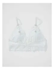 [Aerie] Show Off Rosey Lace Padded Plunge Bralette in Soft Muslin