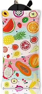 [GLOBLELAND] Fruit Soft Glasses Case Watermelon Orange Banana Squeeze Top Eyeglass Case Travel PU Leather Sunglass Bag Portable Sunglasses Pouch for Women Men, Mixed Color
