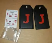 Casmonal letter J red J Initial Luggage black Tag Privacy Flap Steel loop gift