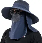 [THINKING] Men's Sun Hat, Bucket Hat, Wide Brim Summer UV Protection, Breathable Mesh Adjustable Chin Strap, Foldable with Mask, Suitable for Outdoor Sports, Beach, Gardening, Fishing, Hunting, Hiking, Travel