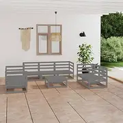 8 Piece Garden Lounge Set Grey Solid Pinewood,Solid Pinewood Corner Lounge Set with Table: for Relaxing and Entertaining Outdoors Garden Furniture Sets