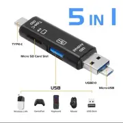 Flash Drive 5 In 1 Memory Card Reader USB OTG Adapter SD card Reader (White)