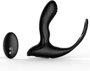 Prostate Massager with Double Ring Lock, Sex Toys with 12 Vibration Mode, Remote Control Anal Plug,Black