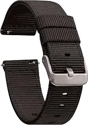 GadgetWraps Nylon 16mm Quick Release Watch Bands - NATO Style Two-Piece Watch Straps - 16mm Width - (Black, 16mm)