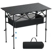 Camping Table Folding Portable Lightweight Roll Up Camp Table Adjustable Heig...