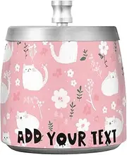 Peach Cute White Cats Spring Stainless Steel Cigarette Ashtray with Lid for Home Garden Office, Smokeless Decorative Ash Tray Outdoors for Home Office Decor