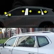 For VW Taos 2021-2022 Steel Chrome Windows Strip Sill Molding Cover Trim 12PCS (for: Volkswagen)