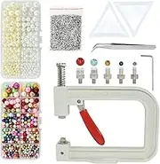 5400pcs Pearl Beads Hand Press Pearl Setting Tool Set, Beads Rivet Fixing Machine, DIY Handmade Pearl Setting Machine with Beads Nails Screw Heads Tweezers Wrench Trays for DIY Crafts Accessories