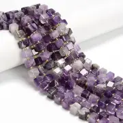 Natural Teeth Chevron Amethyst Faceted Rubik's Cube Beads Size 8mm 15.5'' Strand