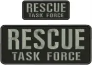 RESCUE TASK FORCE EMBROIDERY PATCH 4X10 AND 2X5 HOOK ON BACK gray on black