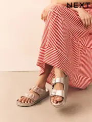 Soft Gold Beach Double Strap Flat Sliders (AV7120) | $34