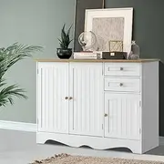 Buffet Sideboard 3 Doors Berne White Modern Storage Cabinet Dining Room Furniture