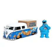 Jada 1:24 Scale Sesame Street 1963 Volkswagen Bus With Cookie Monster Model