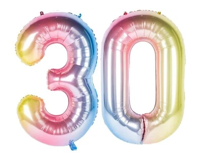 16" Dirty 30 Gradient Unicorn Pink Foil Number Balloons Birthday Party Princess