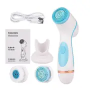 Convenient 3 In 1 Electric Facial Cleansing Brush Silicone Rotating Face Brush Deep Cleaning Skin Peeling Massager Cleanser Exfoliation Blue