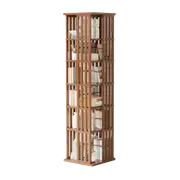 360 Rotating Bookshelf Bamboo Storage Display Rack Shelving in Dark Wood