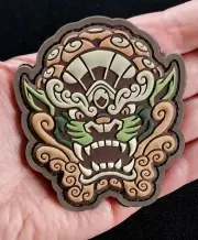 3D PVC Hook Backing MORALE MILITARY PATCH ~ MULTICAM FOO DOG HEAD (2)