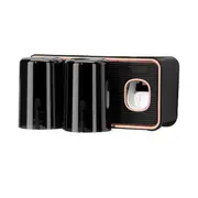 Toothbrush Shelf Drilling Free Toothbrush Holder Rack with Automatic Toothpaste Dispenser Black