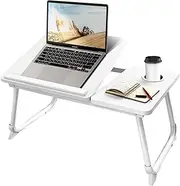 Mumoo Bear Lap top Desk for Bed Couch, Height & Angle Adjustable Laptop Stand for Bed, Lap Desk Bed Tray Table, Light Weight Foldable Portable Laptop Table (White)