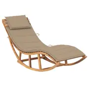 Rocking Sun Lounger with Cushion Solid Teak Wood vidaXL