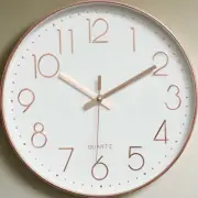 Modern Wall Clock Silent Non-Ticking Quartz Battery Operated Rose Gold