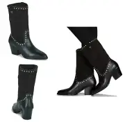 NIB Coach Phoebe Leather Boots In Black Size: 5.5 B