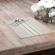 Sawyer Mill Charcoal Placemat Set of 6 12 x 18" Khaki Grey Striped Farmhouse