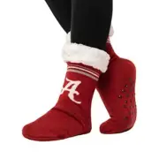 FOCO NCAA Licensed Alabama Crimson Tide Solid Stripe Logo Footy Slippers