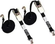 Sturdy 1" x 12ft Tie Down Straps with Dual J-Hooks, Heavy Duty Ratchet Cargo Lashing Straps up to 1500lbs, Adjustable Cam Buckle Tie-Down Straps for Motorcycle, Cargo, Trucks,Trailer,Luggage-2pcs
