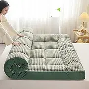 Ultra-Soft Japanese futon Mattress, Portable, Foldable, Soft Microfiber Filling, Suitable for Camping Dormitories and Home use.(Green,1.0 * 2.0m)
