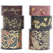 Vintage Washi Tape Set 6 Rolls Wide Retro Decorative Gold Foil Antique Patterns