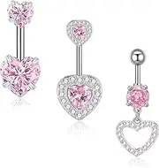 [Candyfancy] Triple Round Crystal 316l Surgical Steel Dangle Belly Button Ring Navel Ring Barbell 14g