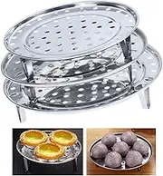 Esforzarse 3 Pack Steamer Rack, Round Stainless Steel Steamer Rack Thicken, 24/26/28cm Stewing Pot Steaming, Thicken Diameter Canner Steaming Rack Stand Cooking Ware for Pressure Cooker Pot