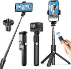 Aluminum All in One Extendable iPhone 15 /+ Tripod Selfie Stick Bluetooth+Remote